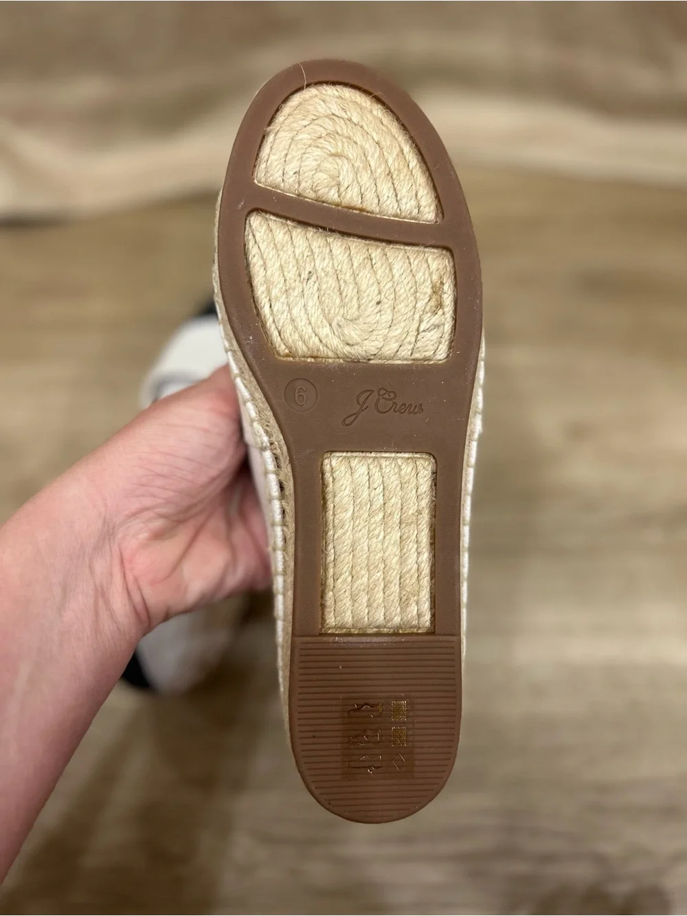 J. Crew NEW Espadrille Canvas slip on flats with Toe Cap Sz 6 COASTAL Classic - Picture 5 of 5
